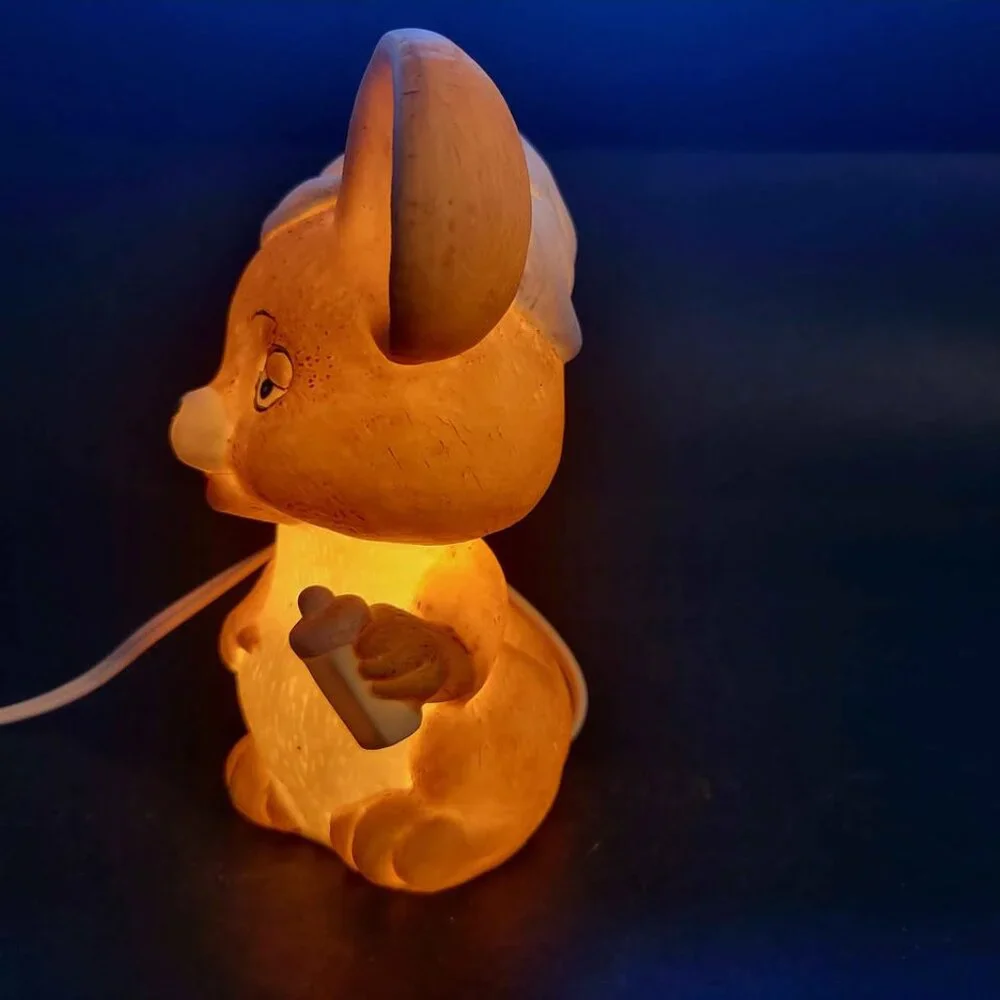 Vtg Ceramic Josef Originals Sleepy Mouse Night Light With Candlestick 